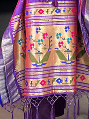 Glowing Purple Zari Weaving jacquard Festive Wear Kaftan