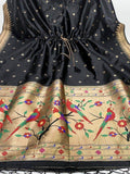 Stunning Black Zari Weaved Paithani Silk Festive Wear Kaftan
