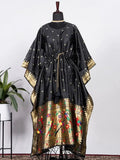 Stunning Black Zari Weaved Paithani Silk Festive Wear Kaftan