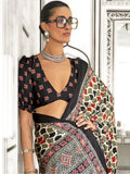 Lovely Olive Green Printed Satin Festival Wear Saree With Blouse