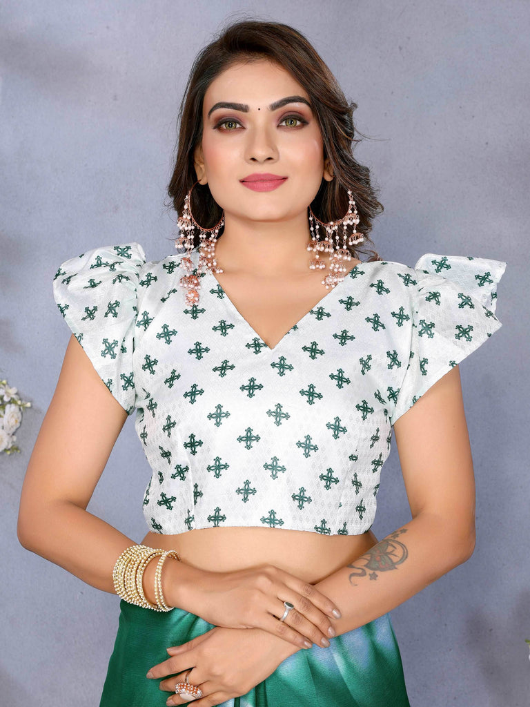 Pretty Green Shibori Printed Shaded Saree With Blouse