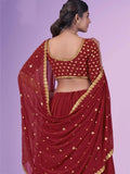 Magnetic Red Zari Work Georgette Party Wear Lehenga Choli