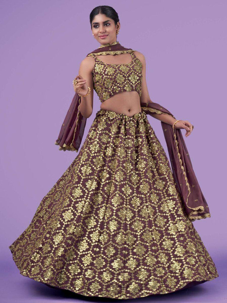 Splendid Lilac Zari Work Georgette Party Wear Lehenga Choli