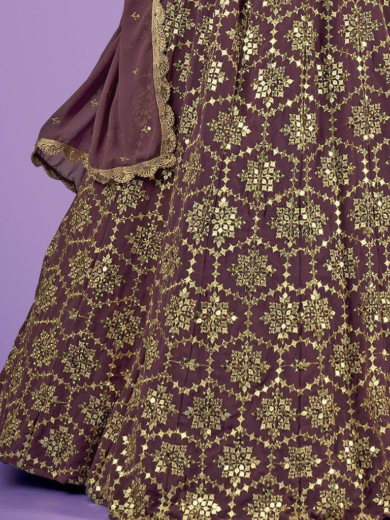 Splendid Lilac Zari Work Georgette Party Wear Lehenga Choli