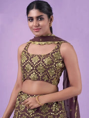 Splendid Lilac Zari Work Georgette Party Wear Lehenga Choli
