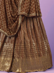 Stunning Brown Zari Work Georgette Party Wear Lehenga Choli