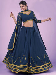 Pretty Navy Blue Gota Work Georgette Party Wear lehenga Choli