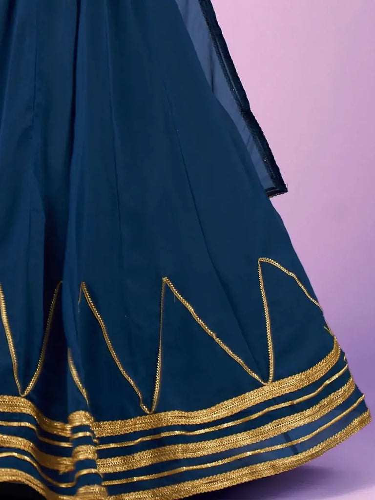 Pretty Navy Blue Gota Work Georgette Party Wear lehenga Choli