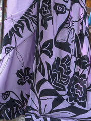 Appealing Lavender Color Printed Satin Casual Wear Saree With Blouse
