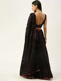 Black Embellished Sequinned Semi-Stitched Myntra Lehenga & Unstitched Blouse With Dupatta