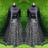Grey Fully Sequins Velvet Party Wear Lehenga Choli