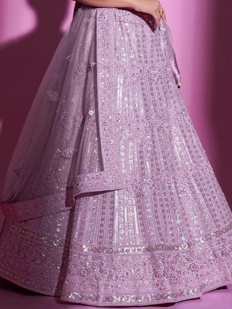 Fantastic Light-Purple Sequins Embroidered Soft Net Lehenga Choli