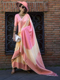 Fetching Cream Handloom Weaving Silk Event Wear Saree With Blouse