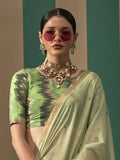 Beautiful Pista Handloom Weaving Silk Event Wear Saree With Blouse