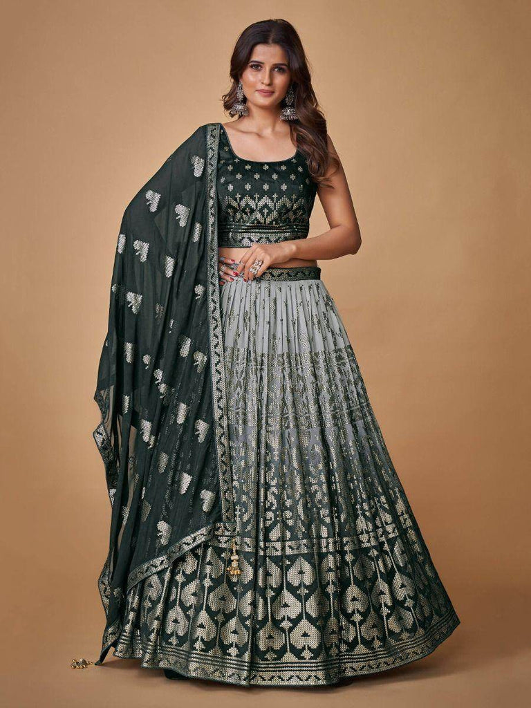 Stunning Black Sequined Georgette Party Wear Lehenga Choli