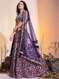 Enchanting Blue Hand Work Soft Net Ceremony Wear Lehenga Choli