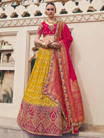 Stunning Yellow Embroidered Organza Wedding Wear Lehenga Choli