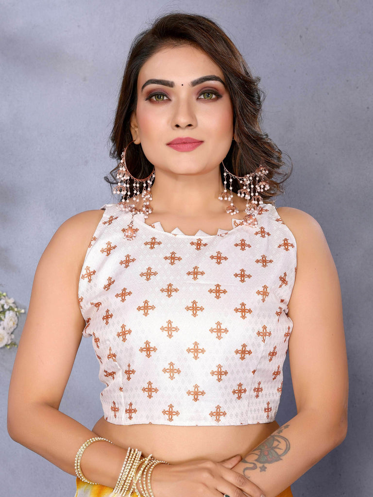 Beautiful Mustard Yellow Shibori Printed Saree With Blouse