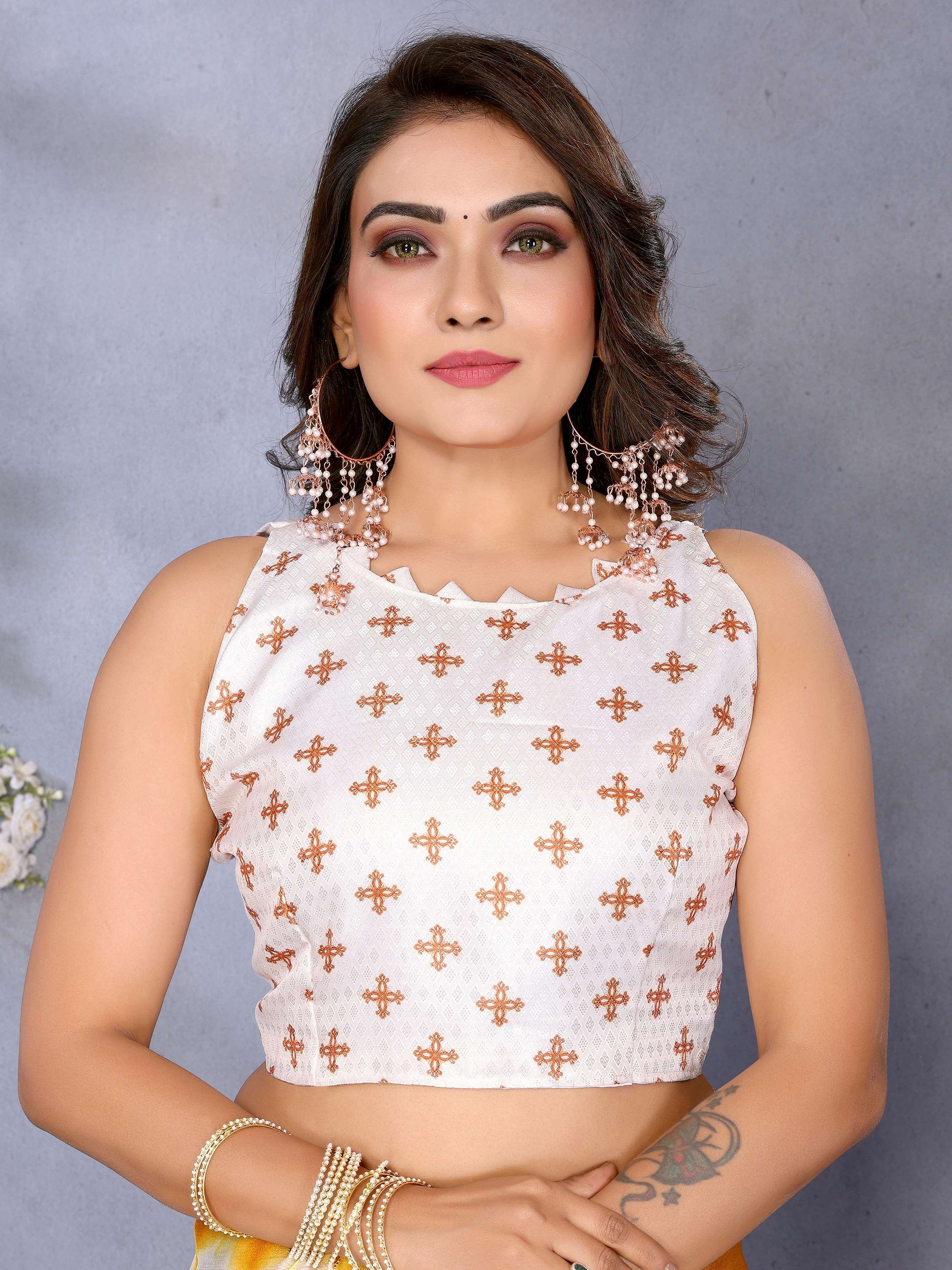 Beautiful Mustard Yellow Shibori Printed Saree With Blouse