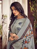 Fabulous Grey Digital Printed Cotton Festive Salwar Kameez