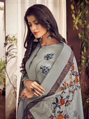Fabulous Grey Digital Printed Cotton Festive Salwar Kameez