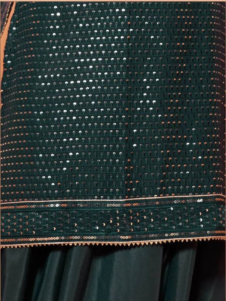 Marvelous Dark Green Sequins Embroidery Georgette Festival Wear Sharara Suit