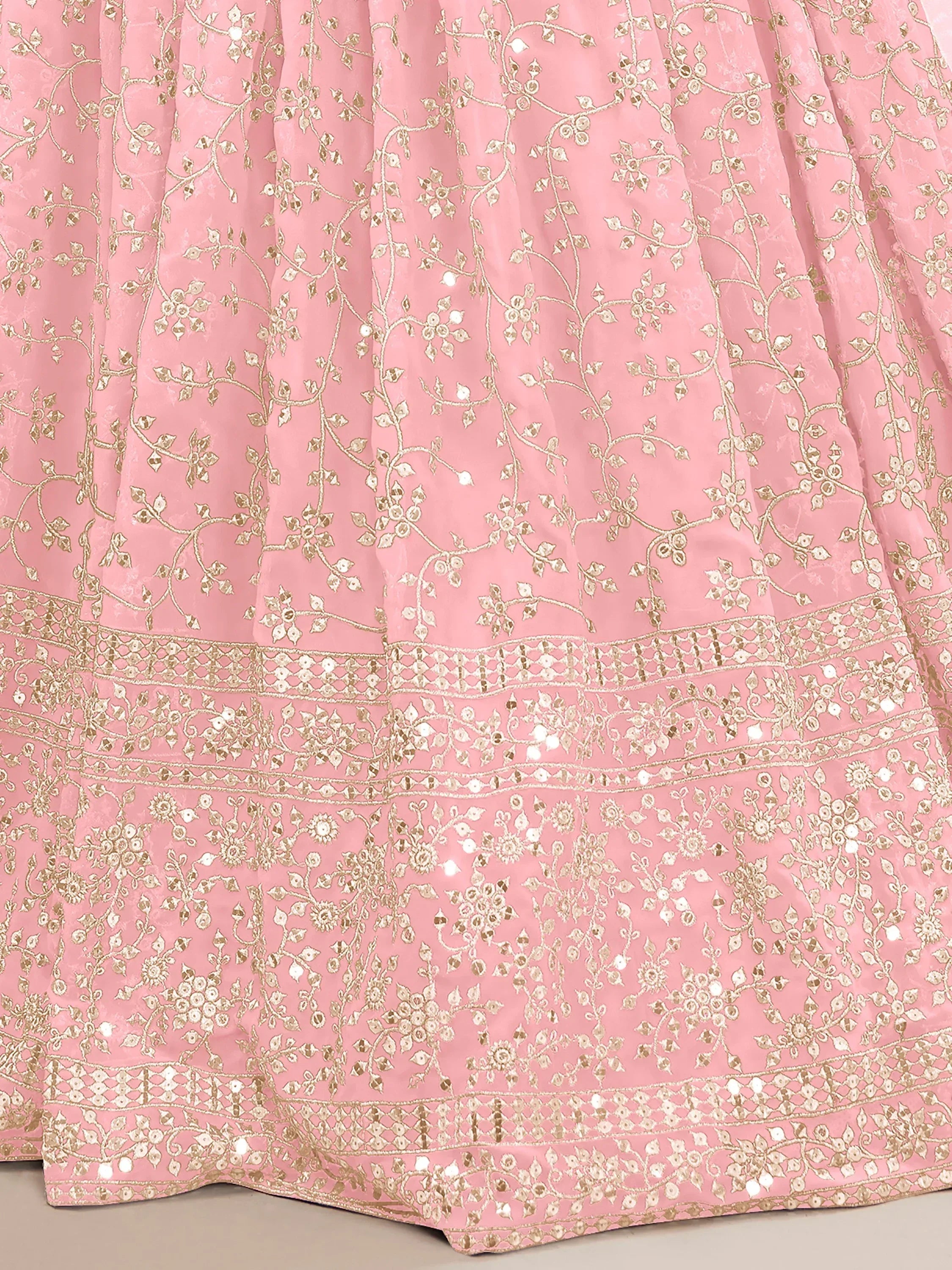 Dazzling Pink Sequins Georgette Bridesmaid Plus Size Lehenga Choli
