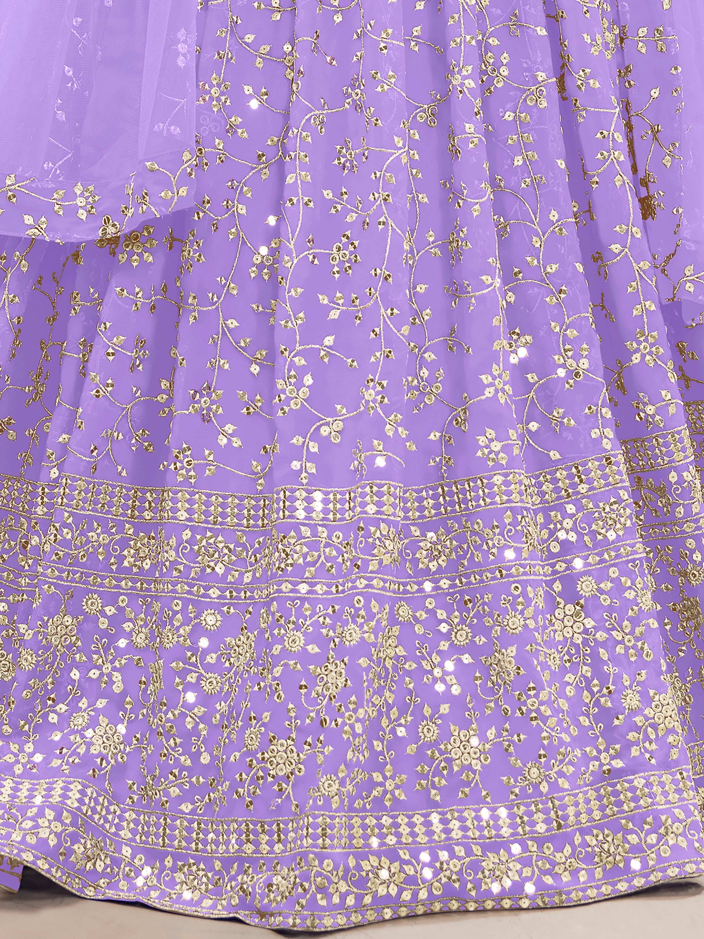 Awesome Purple Sequins Georgette Festival Wear Plus Size Lehenga Choli