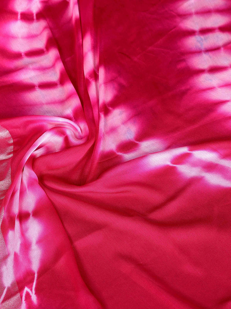 Impressive Rani Pink Chiffon Party Wear Saree With Blouse