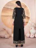 Lovely Black Embroidered Georgette Designer Palazzo Suit With Dupatta
