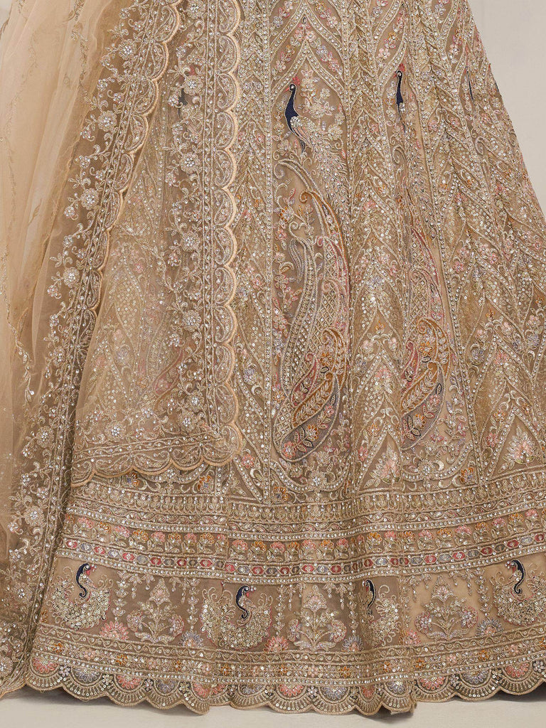 Irresistible Golden Heavy Embroidered Net Designer Lehenga Choli