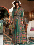Attractive Green Digital Printed Silk Wedding Wear Saree With Blouse