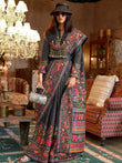 Glamorous Black Digital Printed Silk Festive Wear Saree With Blouse