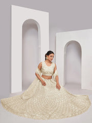 Marvelous Ivory Fully Embroidered Net Designer Lehenga Choli