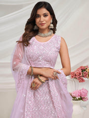 Gorgeous Lavender Embroidered Net Bridesmaid Lehenga Choli