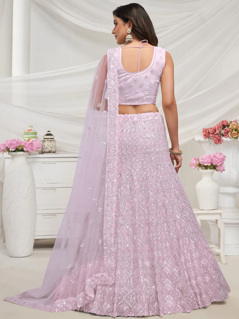 Gorgeous Lavender Embroidered Net Bridesmaid Lehenga Choli