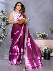 Regal Wine Chiffon Printed Event Wear Saree With Blouse