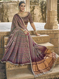 Fabulous Wine Color Printed Gaji Silk Event Wear Saree With Blouse