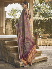 Fabulous Wine Color Printed Gaji Silk Event Wear Saree With Blouse