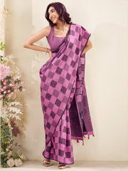 Classic Purple Digital Printed Silk Office Wear Saree With Blouse