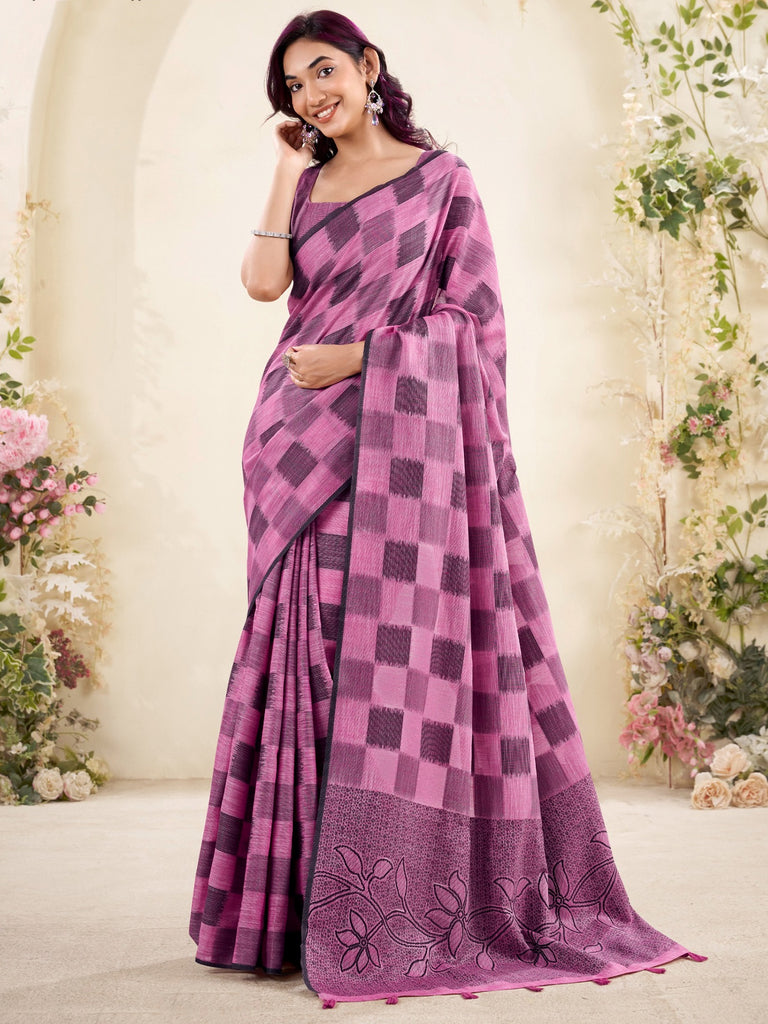 Classic Purple Digital Printed Silk Office Wear Saree With Blouse