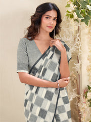 Alluring Grey Digital Printed Silk Office Wear Saree With Blouse