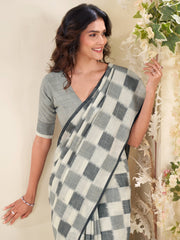 Alluring Grey Digital Printed Silk Office Wear Saree With Blouse