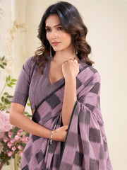 Amazing Mauve Digital Printed Silk Casual Wear Saree With Blouse
