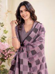 Amazing Mauve Digital Printed Silk Casual Wear Saree With Blouse