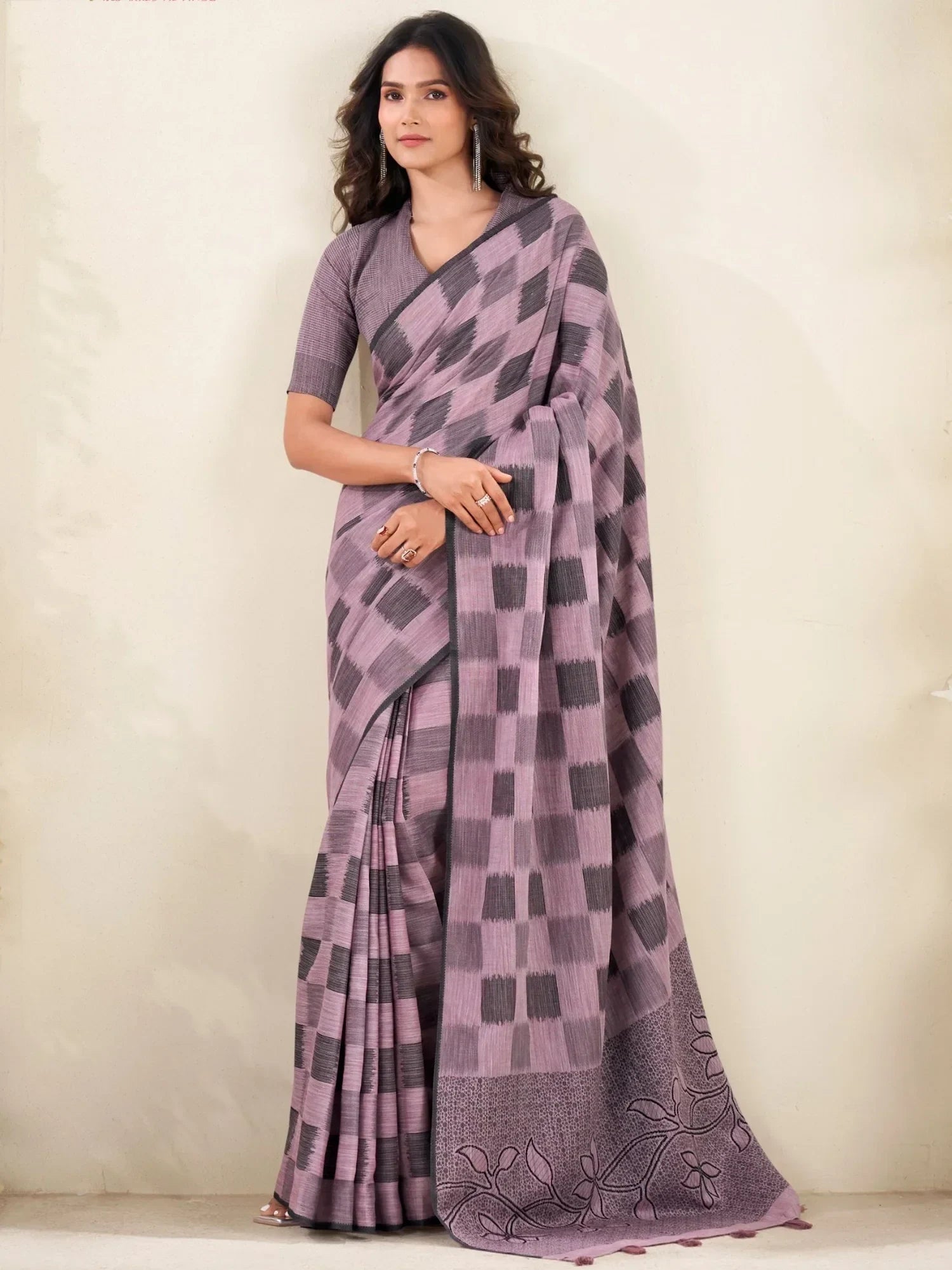 Amazing Mauve Digital Printed Silk Casual Wear Saree With Blouse