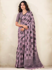 Amazing Mauve Digital Printed Silk Casual Wear Saree With Blouse