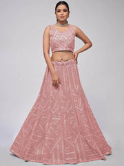 Spectacular Pink Heavy Sequins Net Wedding Wear Lehenga Choli