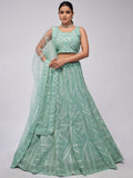 Enchanting Sky Blue Heavy Sequins Net Reception Wear Lehenga Choli