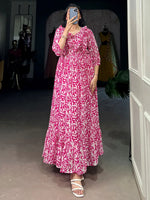 Graceful Pink Digital Printed Georgette Casual Wear Dress